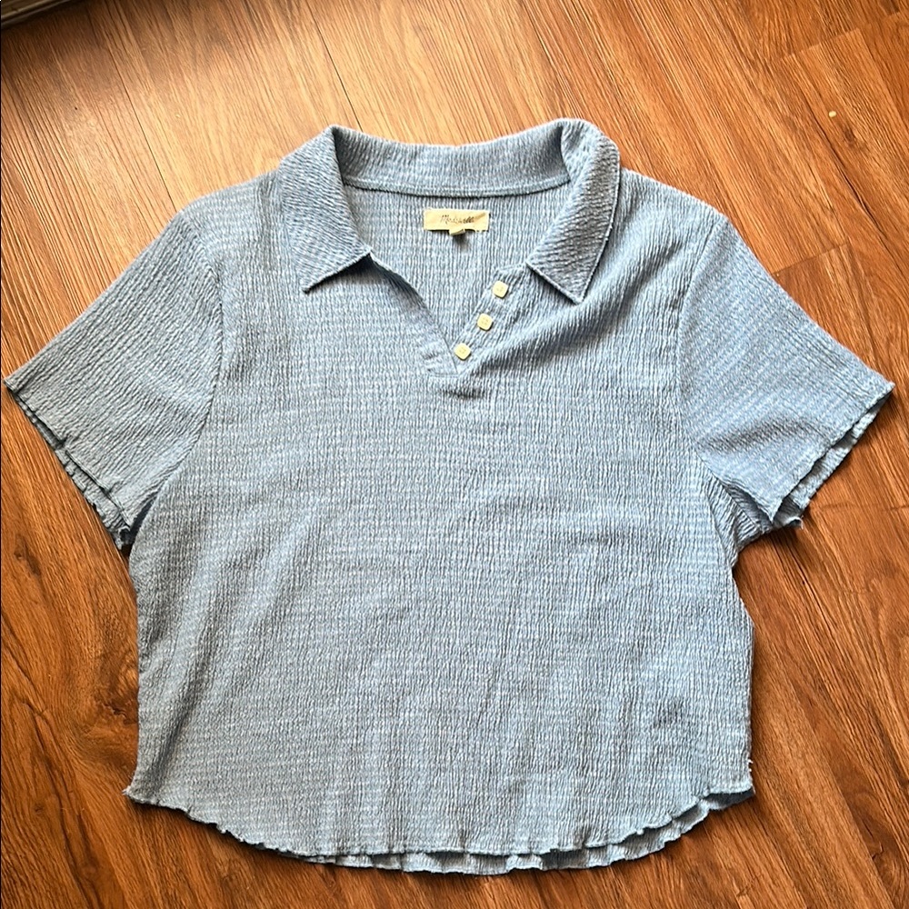 Madewell Crinkle Polo Crop Tee